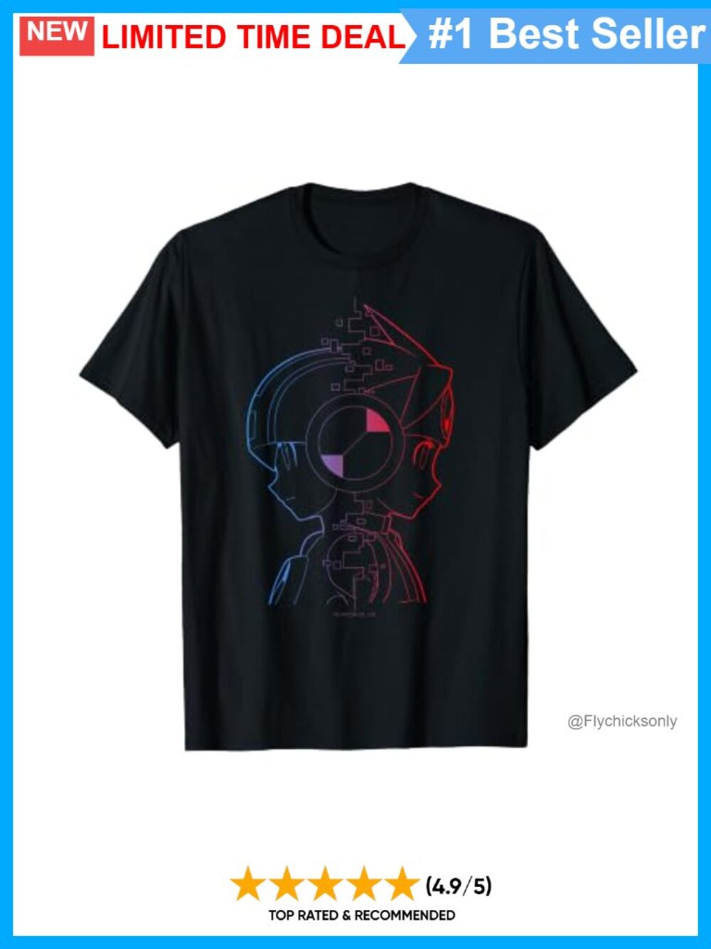 Mega Man Battle Network LAN Graphic T-Shirt Short Sleeve Crew Neck Casual
